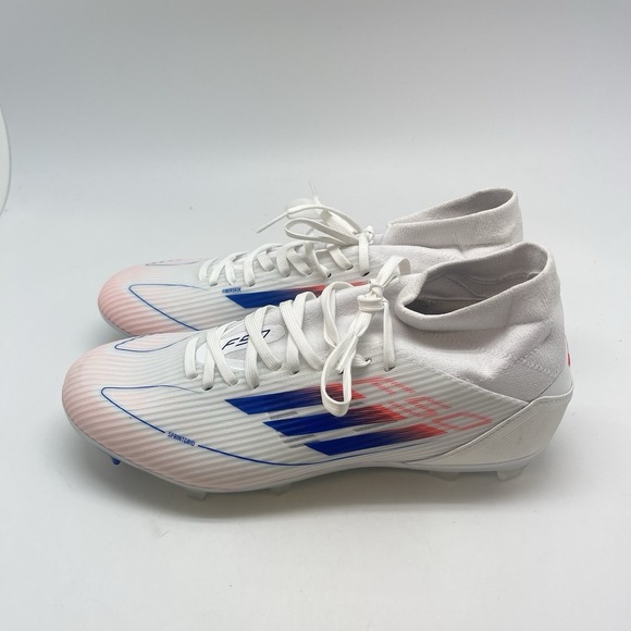 Adidas Cleats Womens 9 F50 League Mid FG MG ID9190 White Soccer Athletic Shoes - Picture 1 of 10